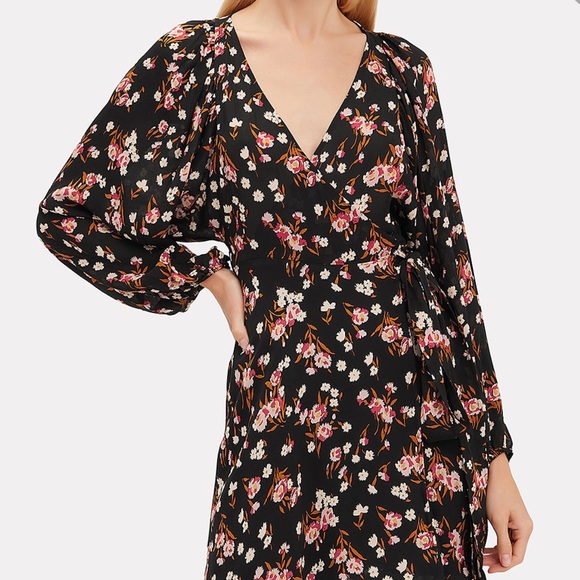 ALC Carlo Silk Mini Wrap Dress Balloon Sleeves Sz 8 - Picture 2 of 16